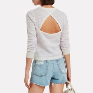 Intermix Cashmere Striped Cut Out Back Sweater